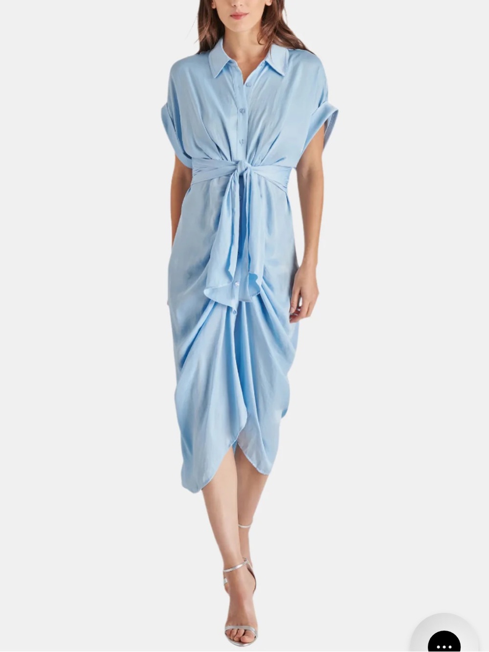 Steve Madden Light Blue Tie-Front Midi Dress